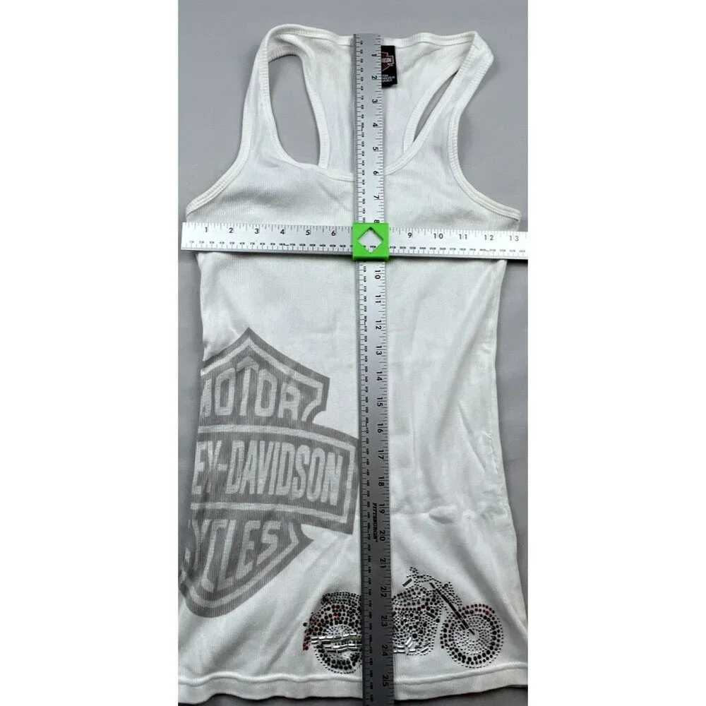 Harley Davidson New Castle Bedazzled Ribbed Tank Top Large - Picture 4 of 6
